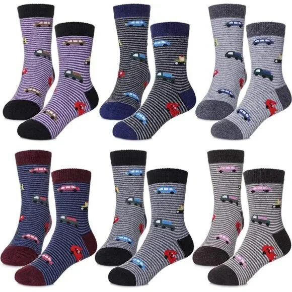 6 Pairs Kids Winter Warm Wool Socks Kids - Picture 1 of 6